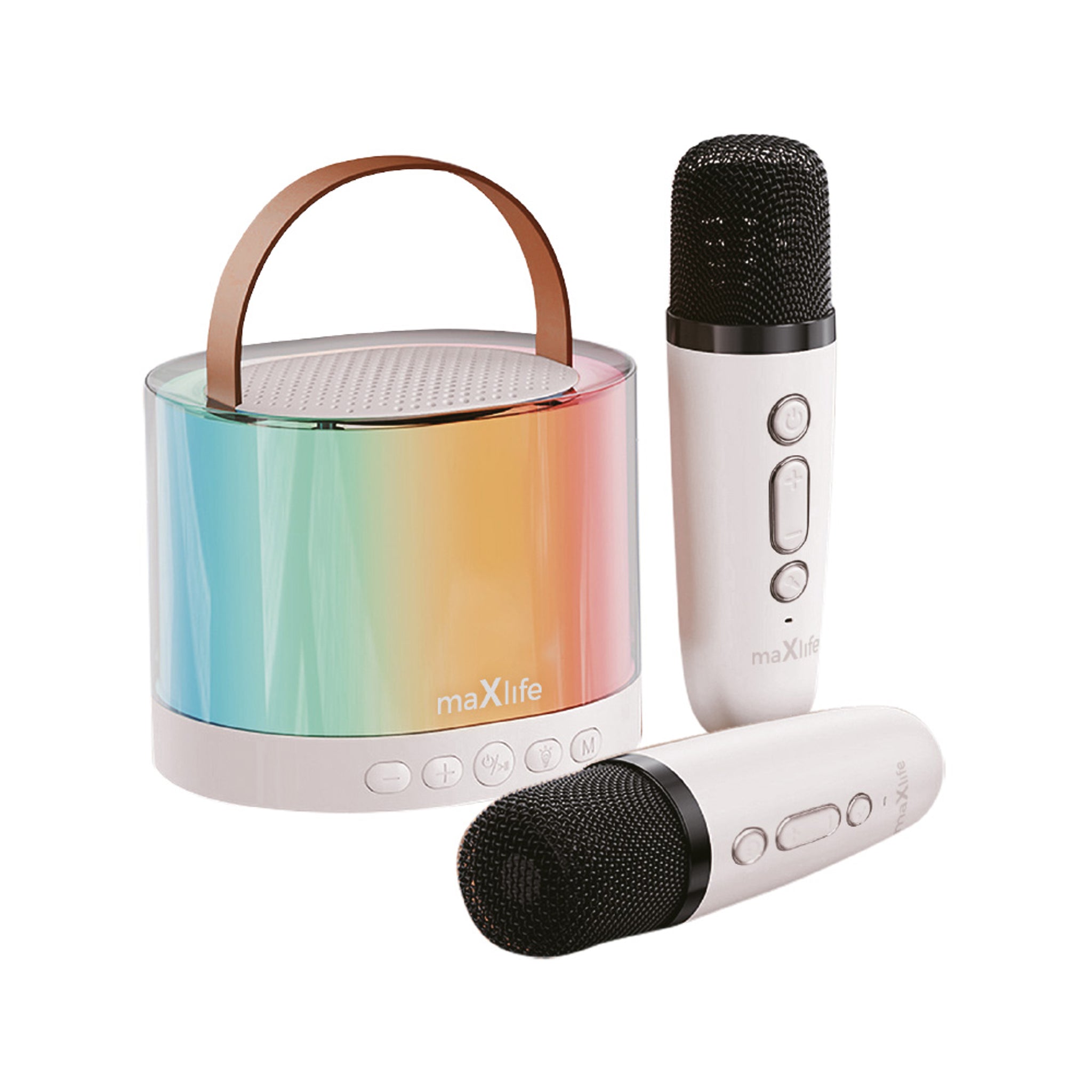 Maxlife Bluetooth Karaoke Sett m. Høyttaler & 2x Mikrofoner - Hvit
