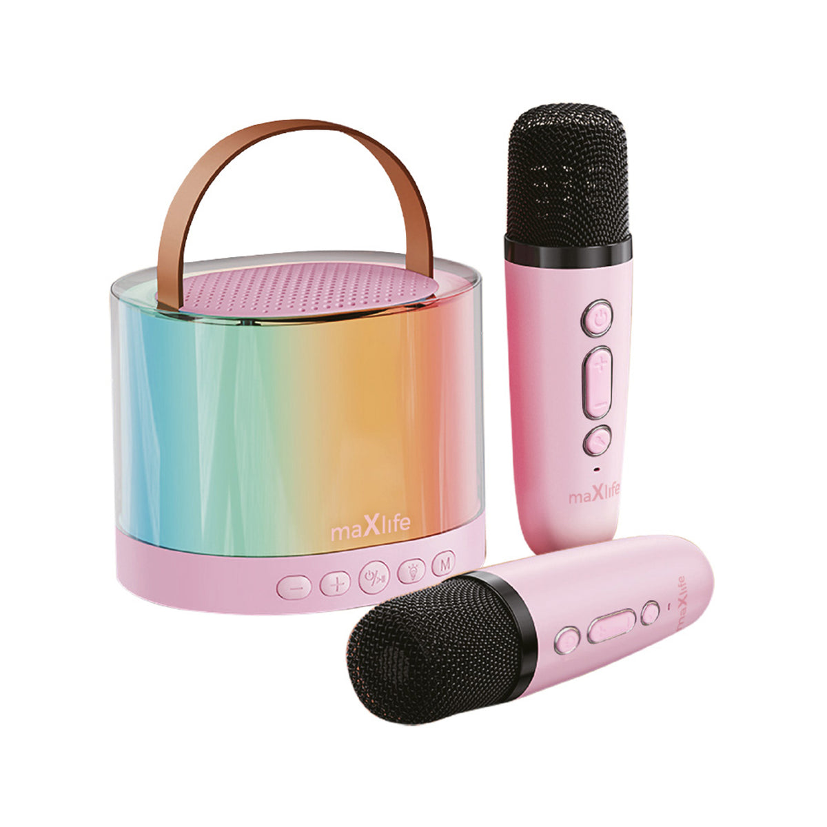 Maxlife Bluetooth Karaoke Sett m. Høyttaler & 2x Mikrofoner - Rosa