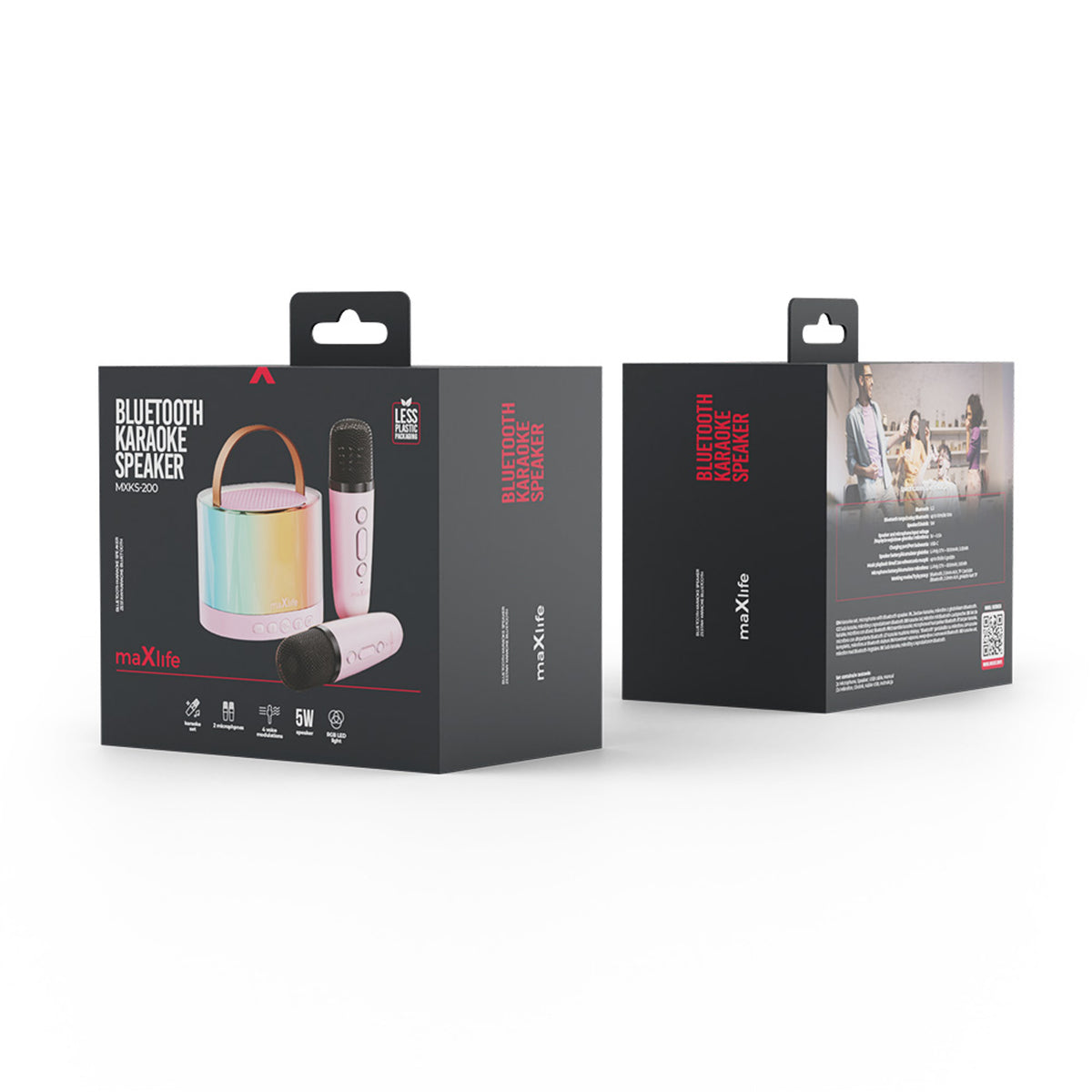 Maxlife Bluetooth Karaoke Sett m. Høyttaler & 2x Mikrofoner - Rosa