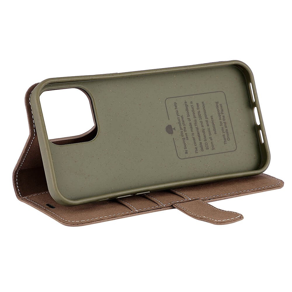 iPhone 13 Pro Max Onsala Eco Lommebok - Nedbrytbart deksel med lommebok - Brun