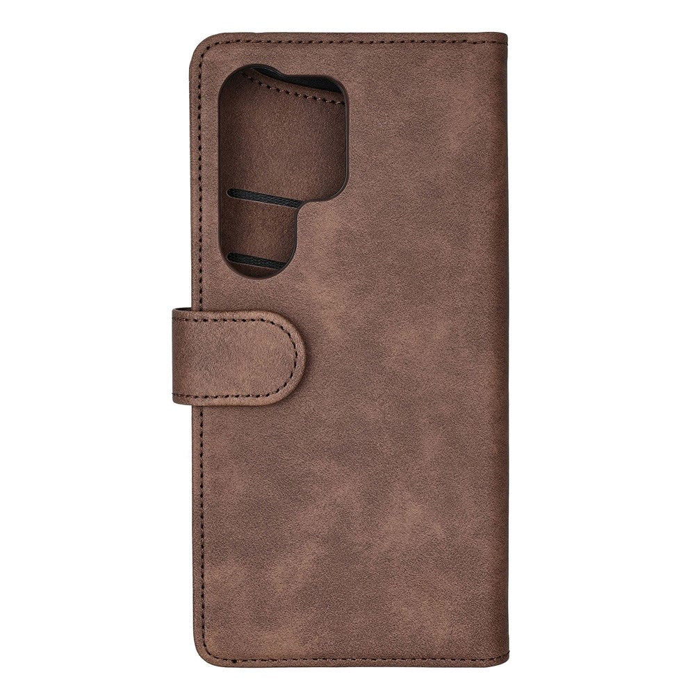 Samsung Galaxy S25 Ultra GEAR Classic Flip-deksel Kunst Skinn med Kortholder - Brun