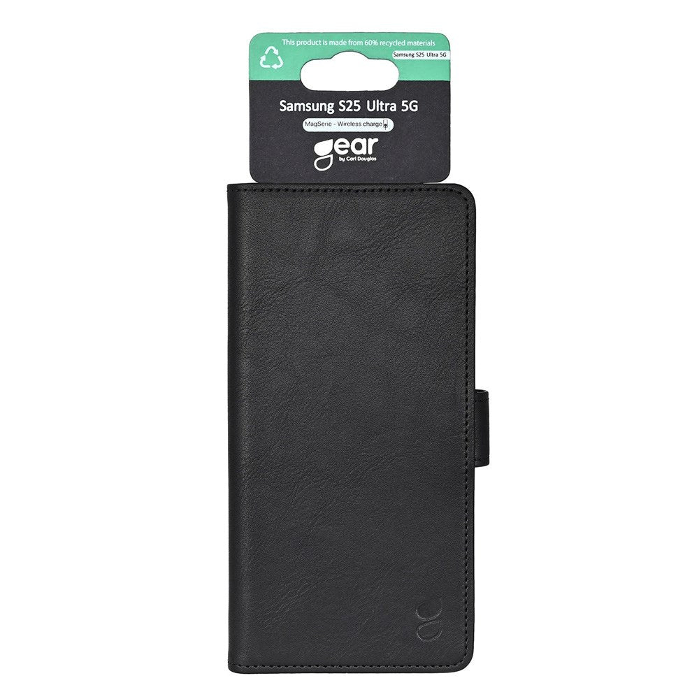 Samsung Galaxy S25 Ultra GEAR Classic Flip-deksel Kunst Skinn med Kortholder - Svart