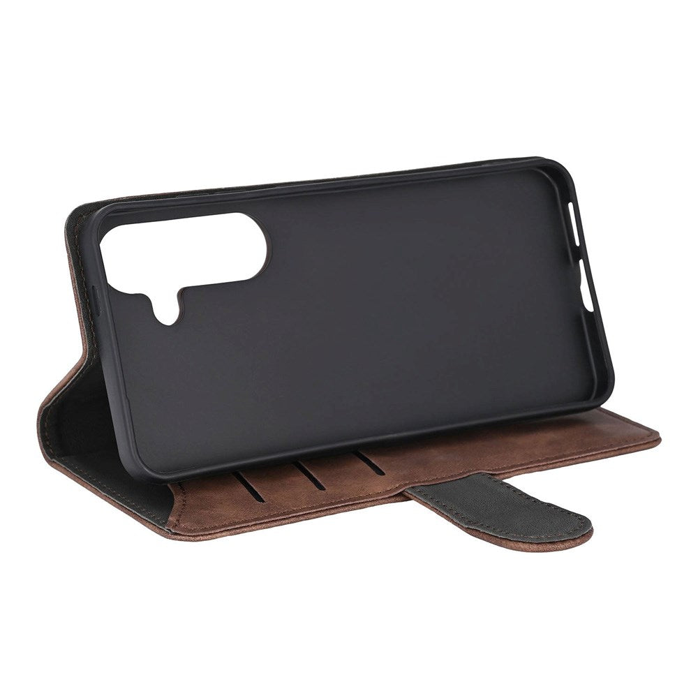 Samsung Galaxy S25 GEAR Classic Flip-deksel Kunst Skinn med Kortholder - Brun