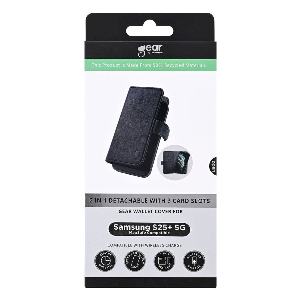 Samsung Galaxy S25+ (Plus) GEAR 2-i-1 Deksel i Kunstskinn med Kortholder - Svart