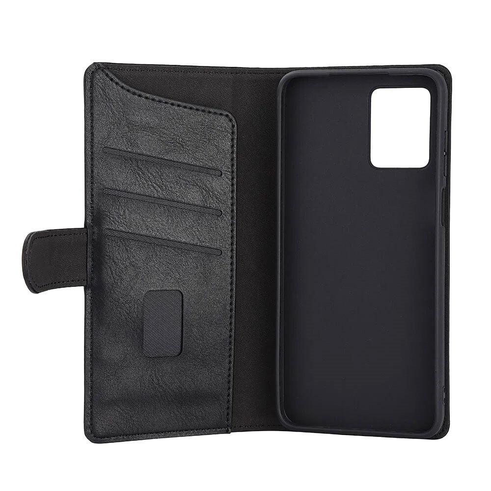 Motorola Moto G53 GEAR Kunstskinn Flip Deksel med Kortholder & Stativfunksjon - Svart