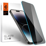 iPhone 14 Pro Spigen Glas.tr Skjermbeskyttelse - Herdet glass - Gjennomsiktig med Privacy Filter