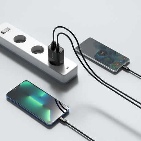 Tech-Protect 30W Veggladere m. 1 x USB-C & 1 x USB-A - Svart