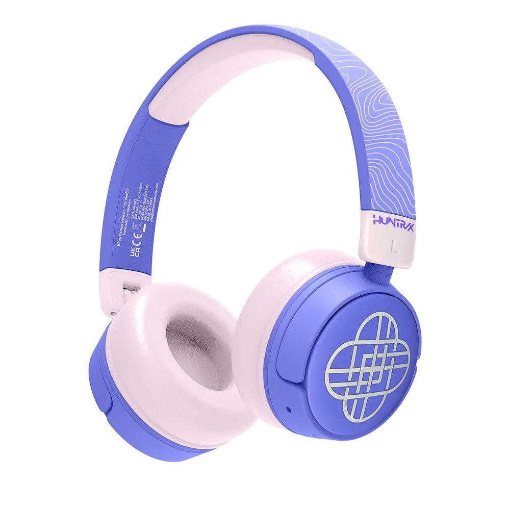 KPDH Trådløse Hodetelefoner for Barn – On-Ear – Huntrix Symbol / Lilla