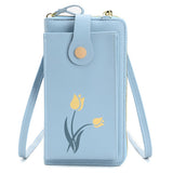Universal Skinn Clutch m. Skulderrem (160 x 80 mm) - Blå
