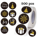 Rull med 500 Klistremerker - 7 Design - Jul / Gull
