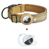 Hundehalsbånd med Holder for AirTag 1. & 2. Gen. - Størrelse M (38-45 cm) - Beige