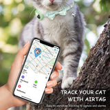 Kattehalsbånd med AirTag 1. & 2. Gen. Silikondeksel og Klokke - Grønn