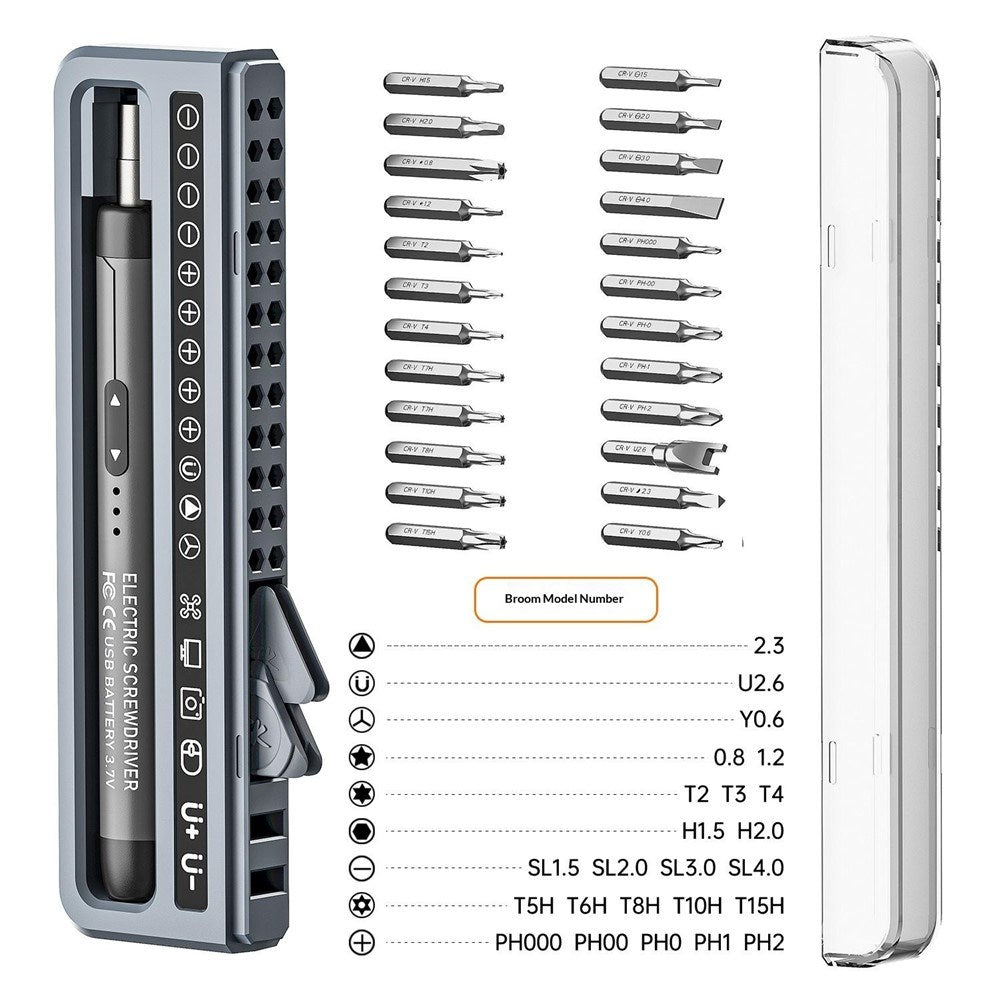 Elektronisk Skrutrekkersett 32-i-1 med USB-C-Lading - Oransje