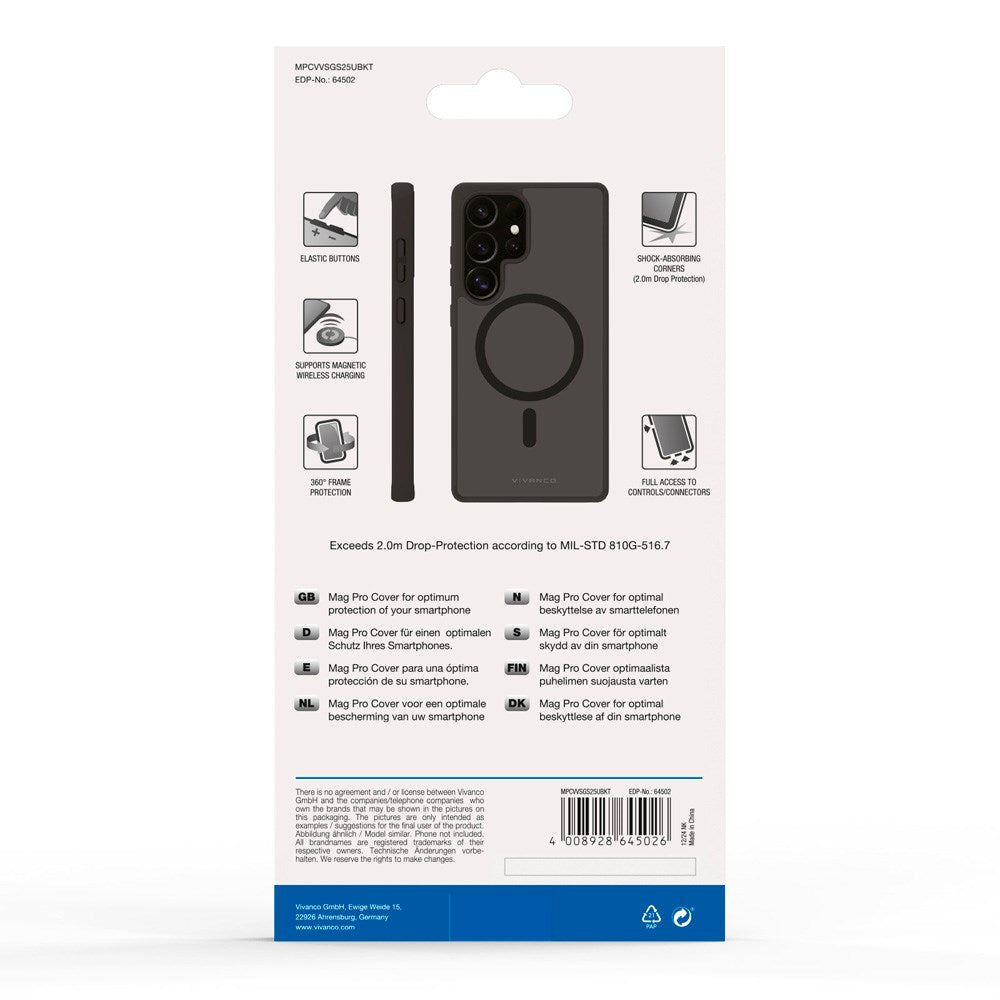 Vivanco Samsung Galaxy S25 Ultra Mag Pro Cover – Gjennomsiktig/Svart
