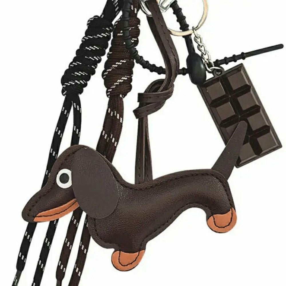 Veskeanheng med Dachshund / Sjokolade - Brun