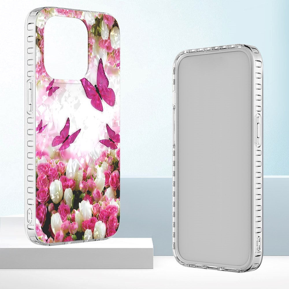 iPhone 14 Pro Fleksibelt Plast Deksel med - Dansende Sommerfugler
