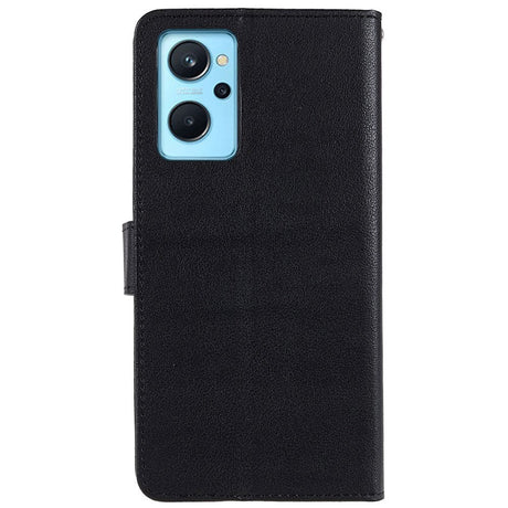 OPPO A76 / Realme 9i Skinndeksel  med Lommebok og Stativfunksjon - Svart