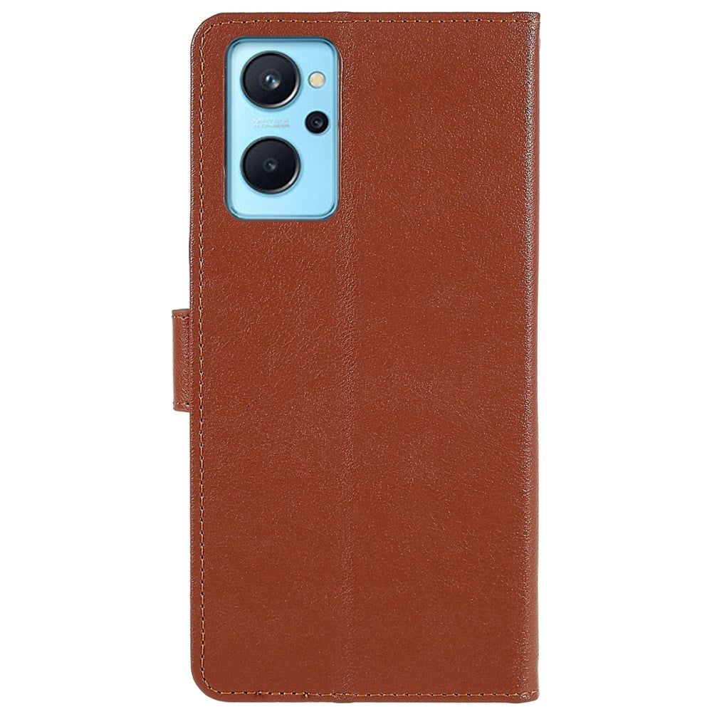 OPPO A76 / Realme 9i Skinndeksel  med Lommebok og Stativfunksjon - Brun
