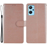 OPPO A76 / Realme 9i Skinndeksel  med Lommebok og Stativfunksjon - Rose Gold