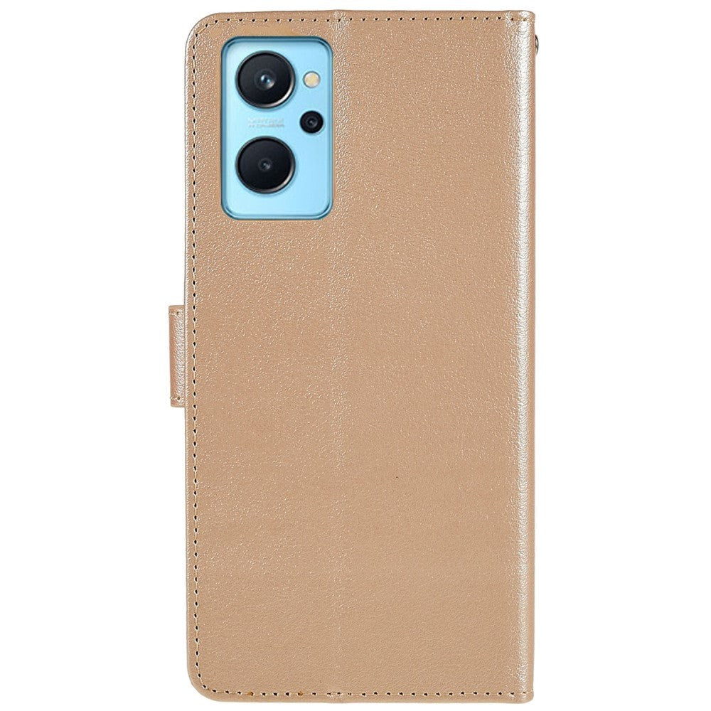 OPPO A76 / Realme 9i Skinndeksel  med Lommebok og Stativfunksjon - Gull