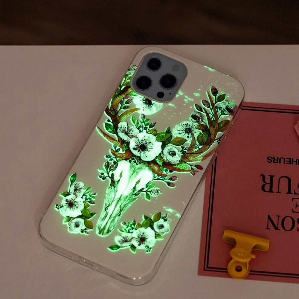 iPhone 14 Pro Fleksibelt TPU-Plastbakdeksel - Blomsterhjort