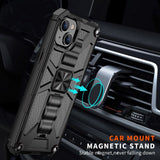 iPhone 14 Hybrid Håndverkerdeksel m. Stativ & Magnet - Svart