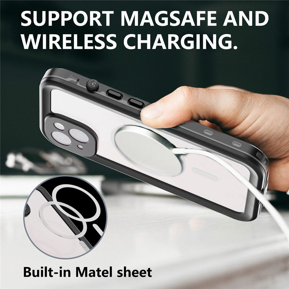 iPhone 14 Redpepper IP68 Vanntett Deksel - MagSafe Kompatibel - Svart / Gjennomsiktig