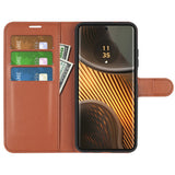 EIDERWOOD Motorola Edge 50 Ultra Litchi Skinn Flip Deksel m. Lommebok - Brun