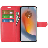 EIDERWOOD Motorola Edge 50 Fusion Litchi Skinn Flip Deksel m. Lommebok - Rød