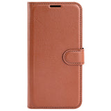 EIDERWOOD iPhone 16 Litchi Skin Flip Deksel med Lommebok - Brun