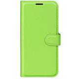 EIDERWOOD iPhone 16 Litchi Skin Flip Deksel med Lommebok - Grønn