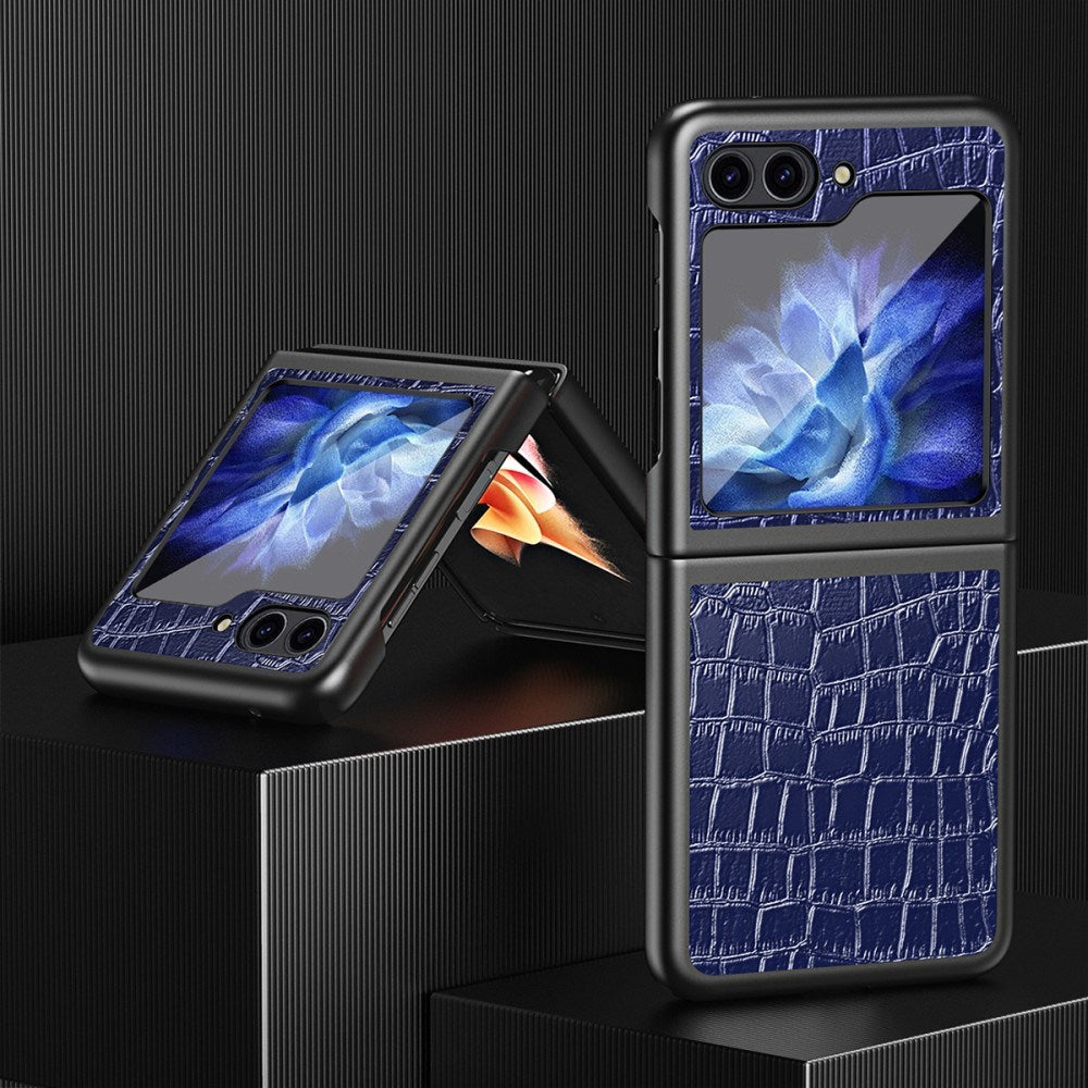 EIDERWOOD Samsung Galaxy Z Flip7 FE / Flip6 Skinnkledd Plast Deksel m. Tekstur - Blå