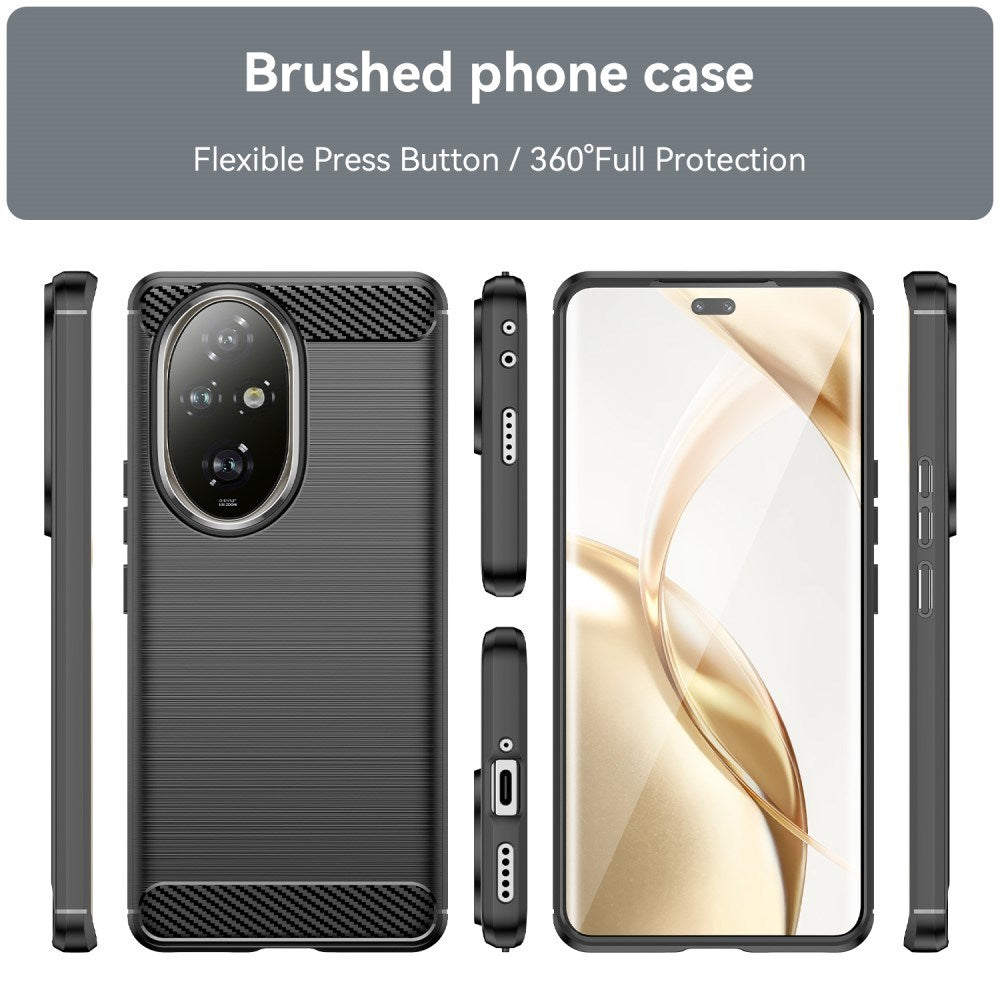 EIDERWOOD Honor 200 Pro (5G) Brushed Carbon Fiber Fleksibelt Plast Deksel - Svart