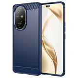 EIDERWOOD Honor 200 Pro (5G) Brushed Carbon Fiber Fleksibelt Plast Deksel - Blå