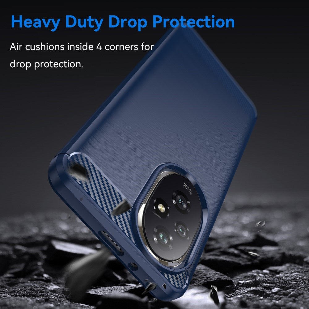 EIDERWOOD Honor 200 Pro (5G) Brushed Carbon Fiber Fleksibelt Plast Deksel - Blå
