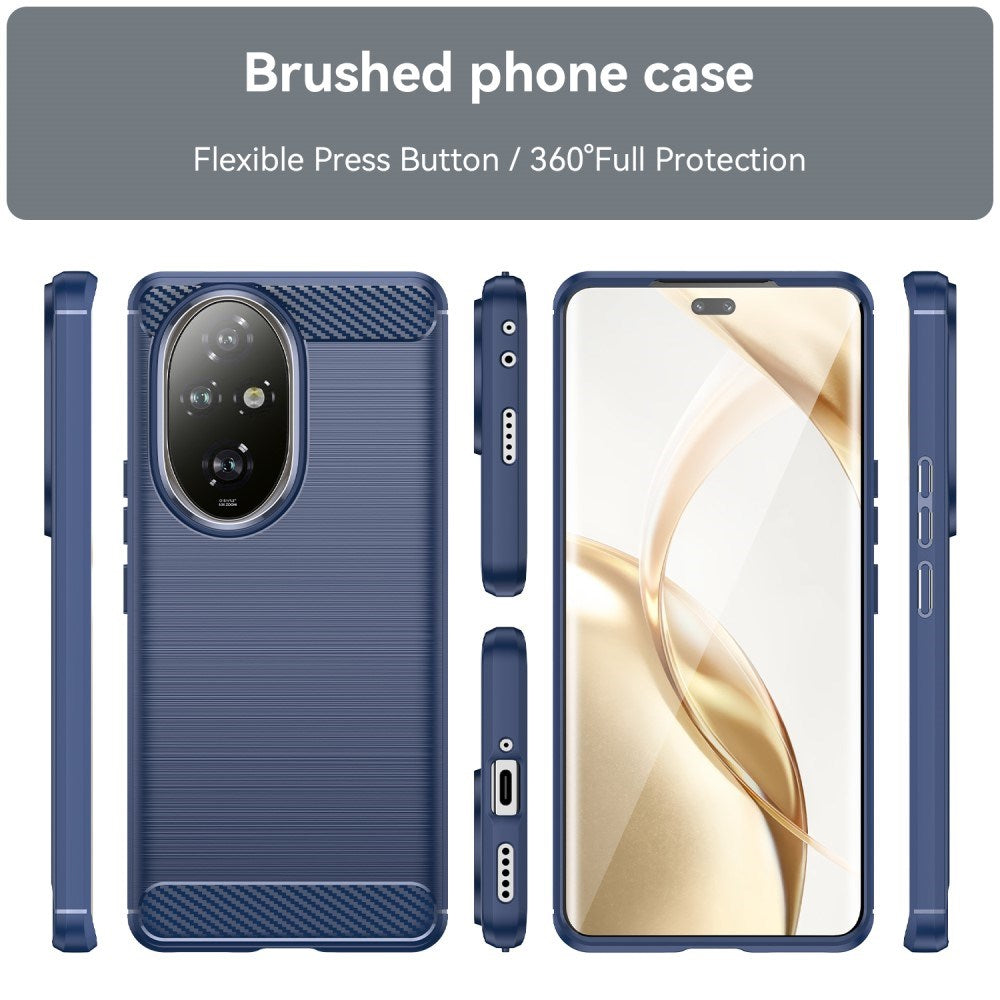 EIDERWOOD Honor 200 Pro (5G) Brushed Carbon Fiber Fleksibelt Plast Deksel - Blå
