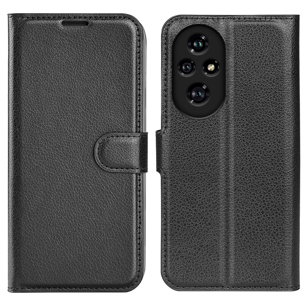 EIDERWOOD Honor 200 Pro (5G) Kunstskinn Flip Deksel m. Kortholder & Ståfunksjon - Svart