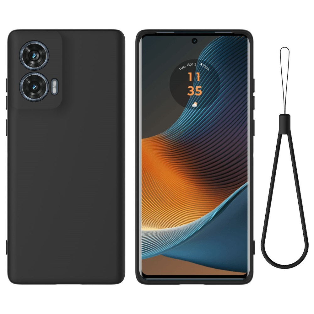 EIDERWOOD Motorola Edge 50 Fusion Liquid Silikon Deksel med Stropp - Svart