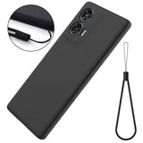 EIDERWOOD Motorola Edge 50 Fusion Liquid Silikon Deksel med Stropp - Svart