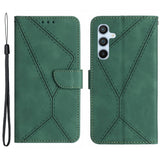 EIDERWOOD Samsung Galaxy S24 FE Mønstret Skinn Deksel med Lommebok og Stropp - Grønn