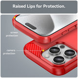 EIDERWOOD iPhone 16 Pro Brushed Carbon Deksel - Rød