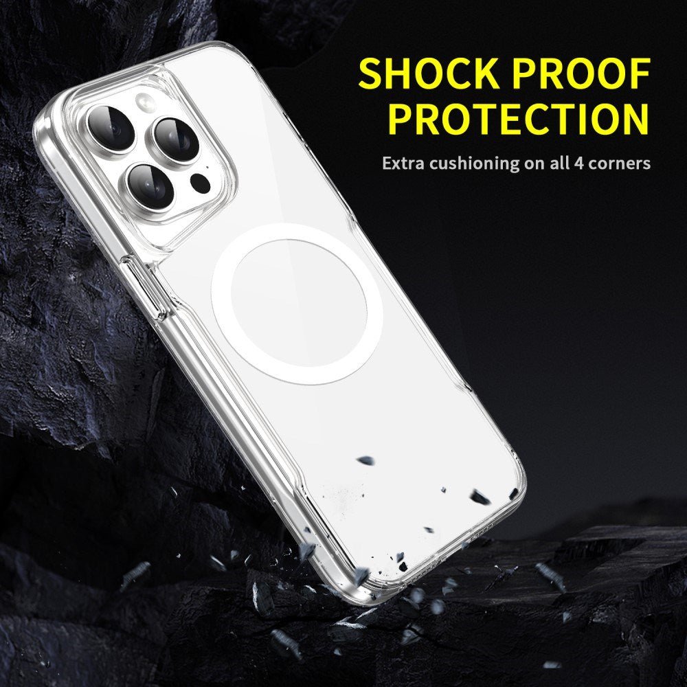 EIDERWOOD iPhone 16 Pro Hybrid Plast Deksel - MagSafe Kompatibel - Gjennomsiktig / Rød