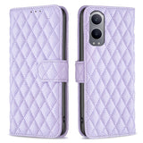 EIDERWOOD OnePlus Nord CE4 Lite (5G) Skinn Flip Deksel m. Lommebok & Stropp - Rhombus - Lilla