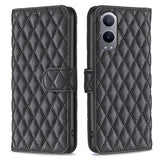 EIDERWOOD OnePlus Nord CE4 Lite (5G) Skinn Flip Deksel m. Lommebok & Stropp - Rhombus - Svart