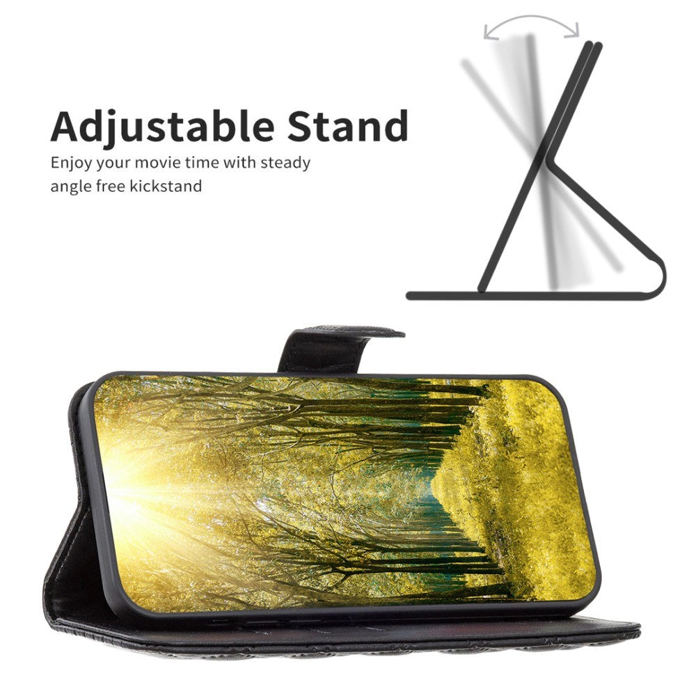 EIDERWOOD OnePlus Nord CE4 Lite (5G) Skinn Flip Deksel m. Lommebok & Stropp - Rhombus - Svart
