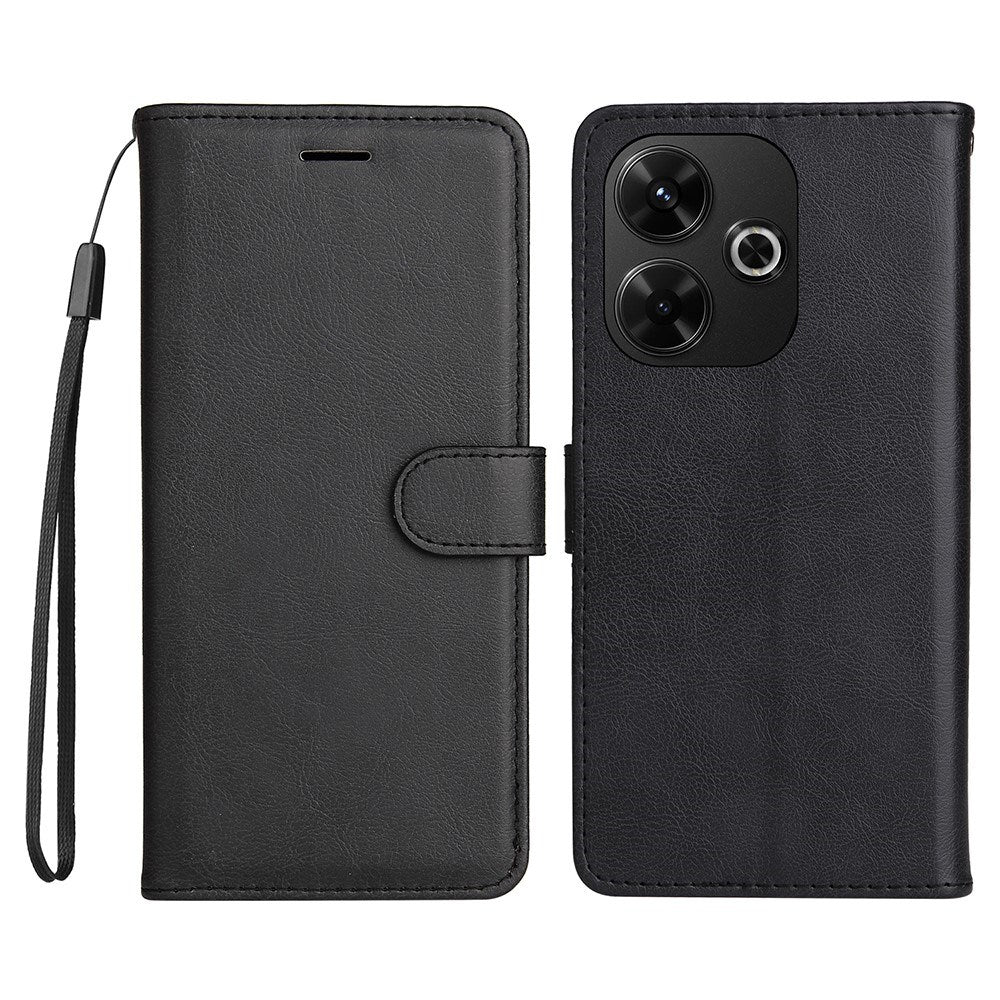 EIDERWOOD Xiaomi Redmi 13 Deksel i Kunstskinn med Lommebok og Stropp - Svart