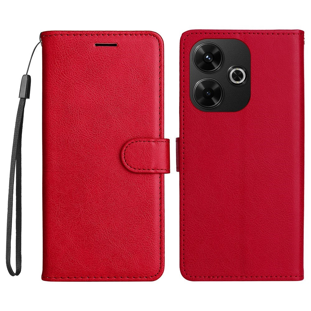 EIDERWOOD Xiaomi Redmi 13 Deksel i Kunstskinn med Lommebok og Stropp - Rød