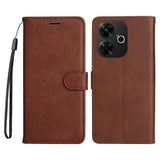EIDERWOOD Xiaomi Redmi 13 Deksel i Kunstskinn med Lommebok og Stropp - Brun