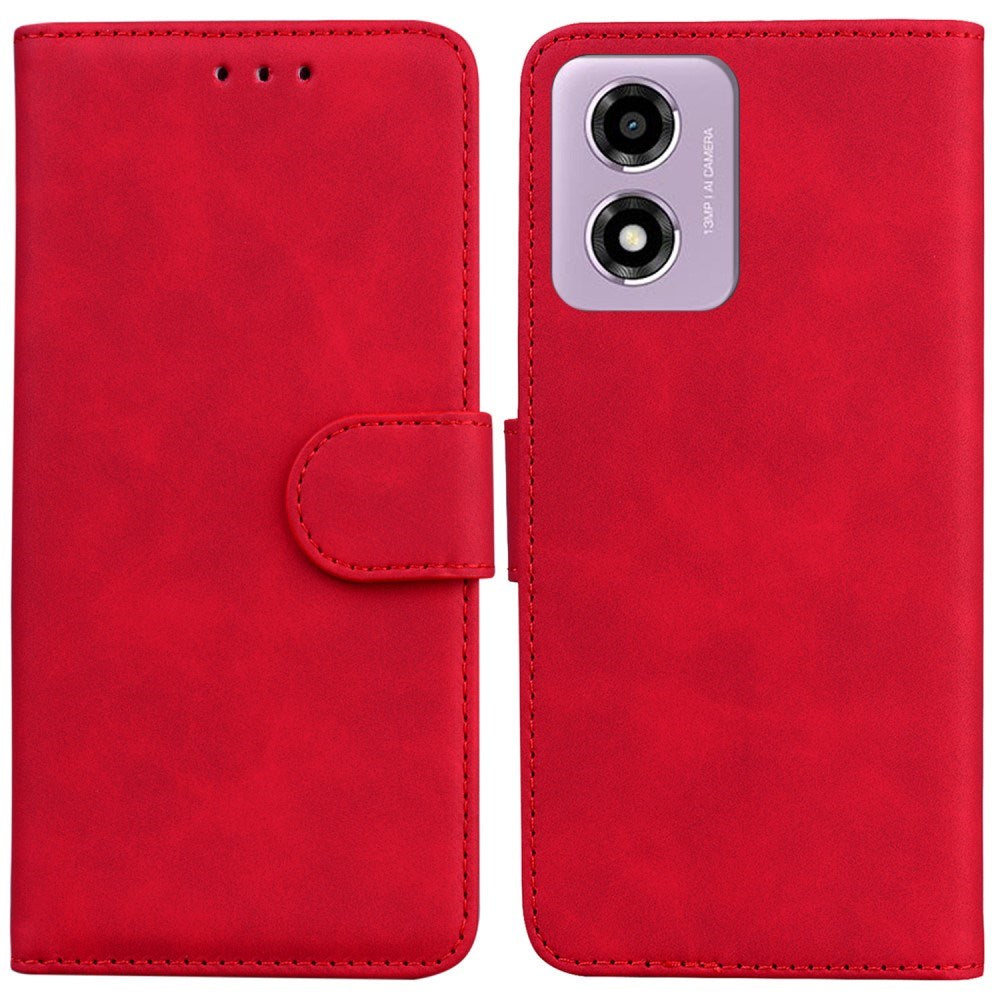EIDERWOOD Motorola Moto E14 (4G) / G04s (4G) Kunst Skinn Flip Deksel med Stativ & Lommebok - Rød