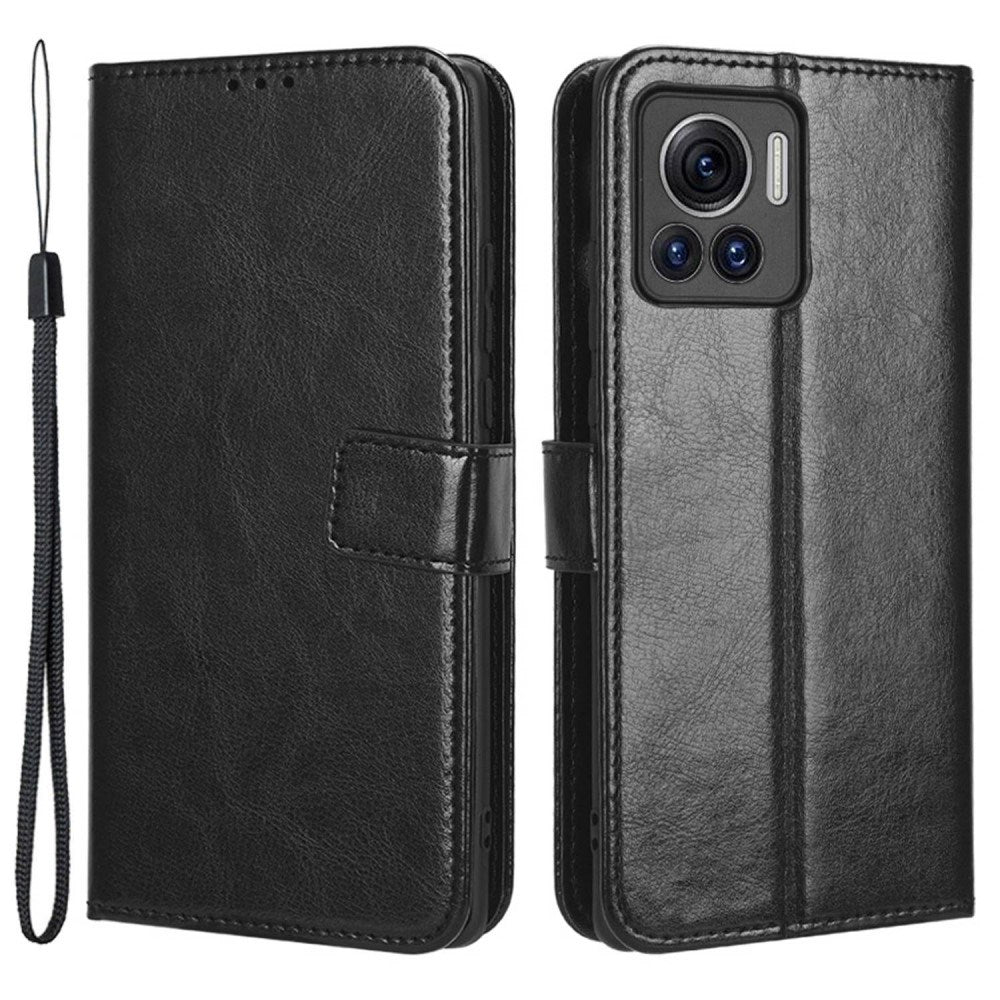 EIDERWOOD Motorola Edge 30 Ultra Kunstskinn Flip Deksel med Stativ & Lommebok - Svart